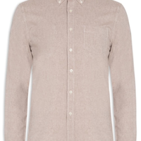 Camisa Masculina Oxford Com Bolso - Bege