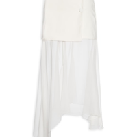 Saia Midi Com Pala Em Seda Pura - Off White