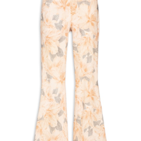Calça Pantalona Estampa Flora - Bege