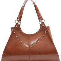 Bolsa Feminina Tachas Metálicas - Marrom