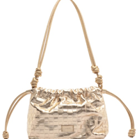 Bolsa Bucket Dourada Couro Tressê Média - Dourado