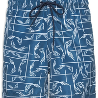 Short Masculino Beachwear Estampa Peixe - Azul