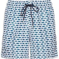 Short Masculino Beachwear Estampa Peixes - Azul