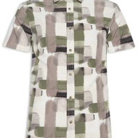 Camisa Masculina Manga Curta Estampada - Verde