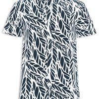 Camisa Masculina Manga Curta Estampada - Preto
