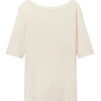 Blusa Com Gola Canoa Em Fresh Bamboo - Off-White