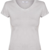 Camiseta Feminina Justa Ao Corpo Manga Curta - Cinza