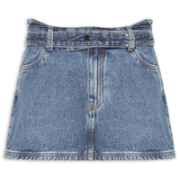 Saia Jeans Mini Com Cinto - Azul