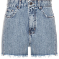 Short Feminino Jeans Costura Deslocada Bordado - Azul