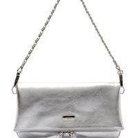 Bolsa Feminina Tiracolo Couro Média Dobrável - Prateado