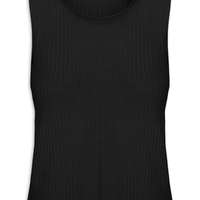 Regata Feminina Tricot Canelada - Preto