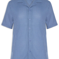 Camisa Masculina Manga Curta Em Tricot - Azul