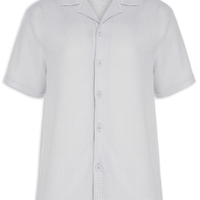 Camisa Masculina Manga Curta Em Tricot - Cinza