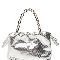 Bolsa Feminina Pequena Cobra Metal - Prateado
