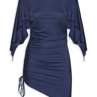 Blusa Feminina Ajustada Ao Corpo Com Franzidos - Azul