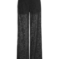 Calça Reta Feminina Em Laise - Preto