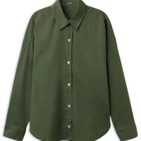 Camisa Curta Em Linho e Viscose - Verde