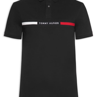 Polo Masculina Regular Fit Chest Insert Em Algodão - Preto