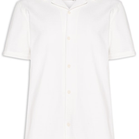 Camisa Masculina Malha Ruga Manga Curta - Branco