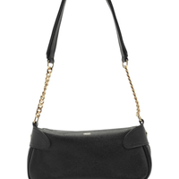 Bolsa Feminina Tiracolo Couro Média Corrente - Preto