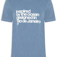 Camiseta Masculina Manga Curta Gola Careca Stone Inspired By The Ocean - Azul