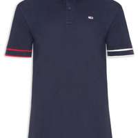 Polo Masculina Regular Fit Flag Cuff - Azul