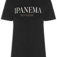 Camiseta Masculina Manga Curta Gola Careca Vintage Ipanema Serifado - Preto