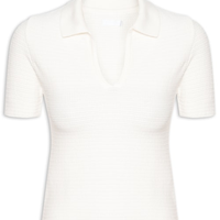 Polo Feminina Tricot Textura - Off White