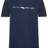 Camiseta Masculina Manga Curta Gola Careca Vintage Surf & Jazz Scribble - Azul