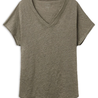 Blusa De Manga Curta Em Linho Com Decote Em v The Pure Linen - Verde