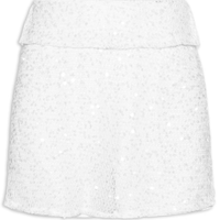 Short Saia Tela Paetê - Branco