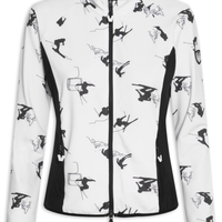 Jaqueta Feminina Estampada Com Recorte Lateral - Branco