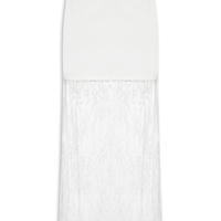 Saia Midi Com Renda Em Sobreposição - Off White