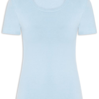 Camiseta Feminina Básica Decote Em U - Azul
