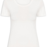 Camiseta Feminina Básica Decote Em U - Off White