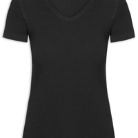 Camiseta Feminina Básica Decote Em V - Preto