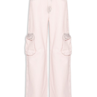 Calça Feminina Jeans Boot 70S Cargo Cinto - Rosa