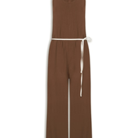 Macacão Feminino Básico Texturizado - Marrom
