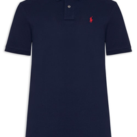 Polo Masculina Classic Fit Knit Mesh - Azul