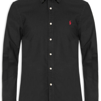 Camisa Masculina Oxford Custom Fit Poplin Sport - Preto