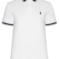 Camisa Polo Masculina Knit Custom Slim Fit Mesh - Branco