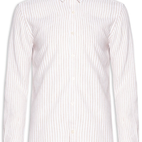 Camisa Masculina Manga Longa Linho Listra Atalaia - Bege