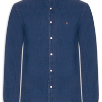 Camisa Masculina Manga Longa Piquet Indigo - Azul