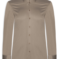 Camisa Social Masculina Lisa Austin Slim Fit Algodão - Bege