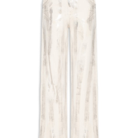 Calça Feminina Jeans Boot 70s Foil Metalizada - Off White