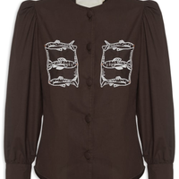 Camisa Feminina Bolso Peixe - Marrom