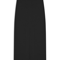 Saia Midi Com Fenda Frontal Em Crepe - Preto