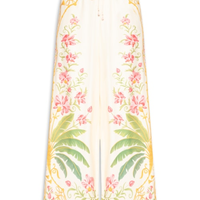 Calça Feminina Pantalona Floral Nusa - Off White