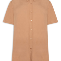 Camisa Masculina Manga Curta Viscose - Marrom