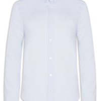 Camisa Manga Longa Tricoline Elastano Lisa - Azul